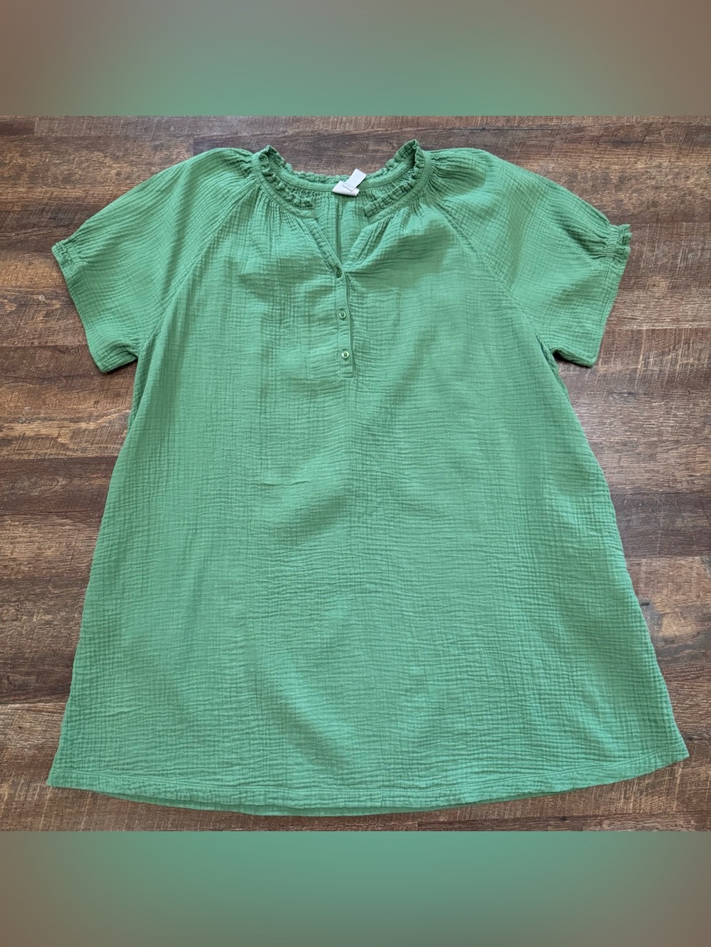Chicos Green Gauze Dress Womens Plus Size 4 (2X) Boho Flowy Casual